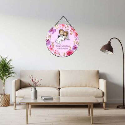 Personalized Floral Couple Name Plate for Home Entrance Unique Newlywed Wedding & Housewarming Gift Nameplate For Couples Door Decorative